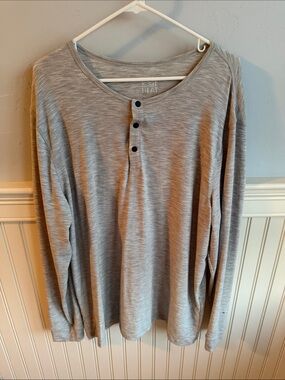 32 Degrees Heat Heather Gray Long Sleeve Henley XXL